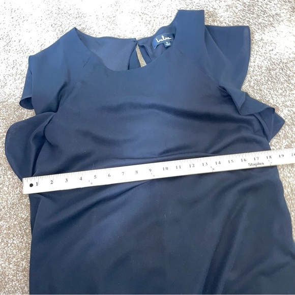 LuLu's shift sheath dress black flutter sleeves boxy mini lightweight SZ S - Picture 6 of 11